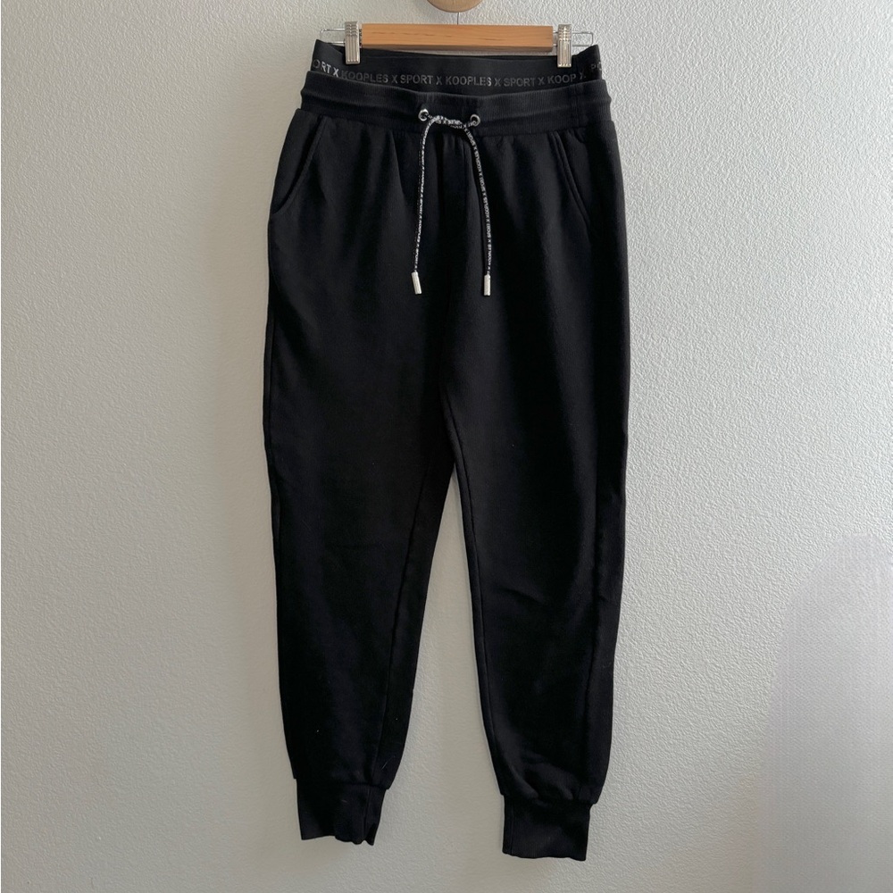 Kooples Black Joggers with Logo Side Trim